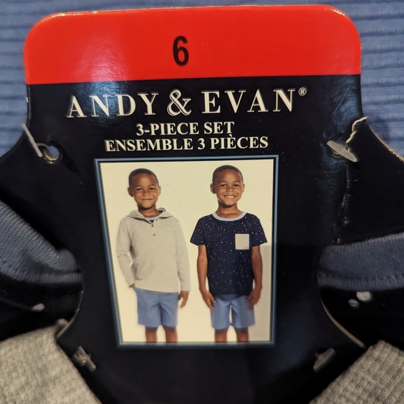 Andy & Evan 3 Piece Shirt and Short Set - Picture 3 of 6